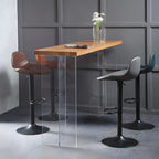 Modern Leather Adjustable Bar Stools with Footrest for Home Bar