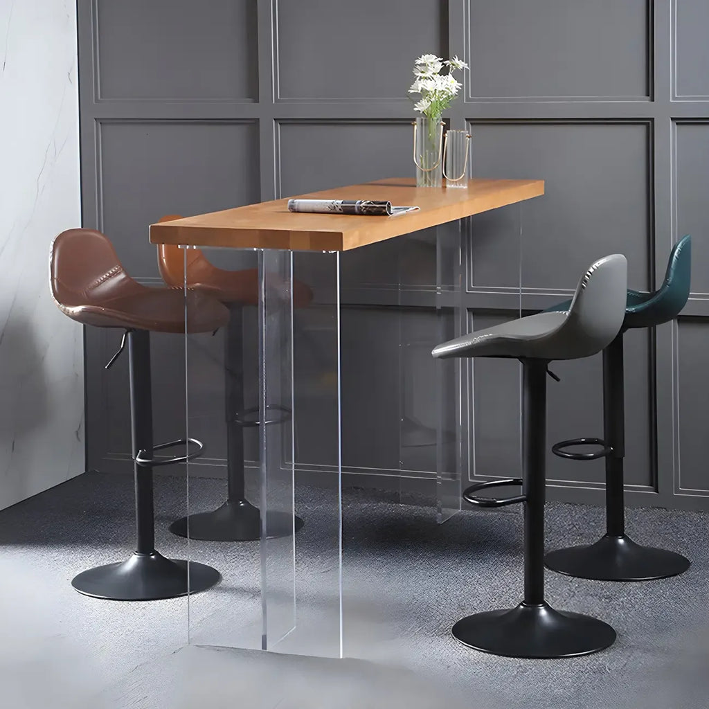 Modern Leather Adjustable Bar Stools with Footrest for Home Bar