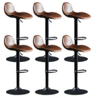 Modern Leather Adjustable Bar Stools with Footrest for Home Bar