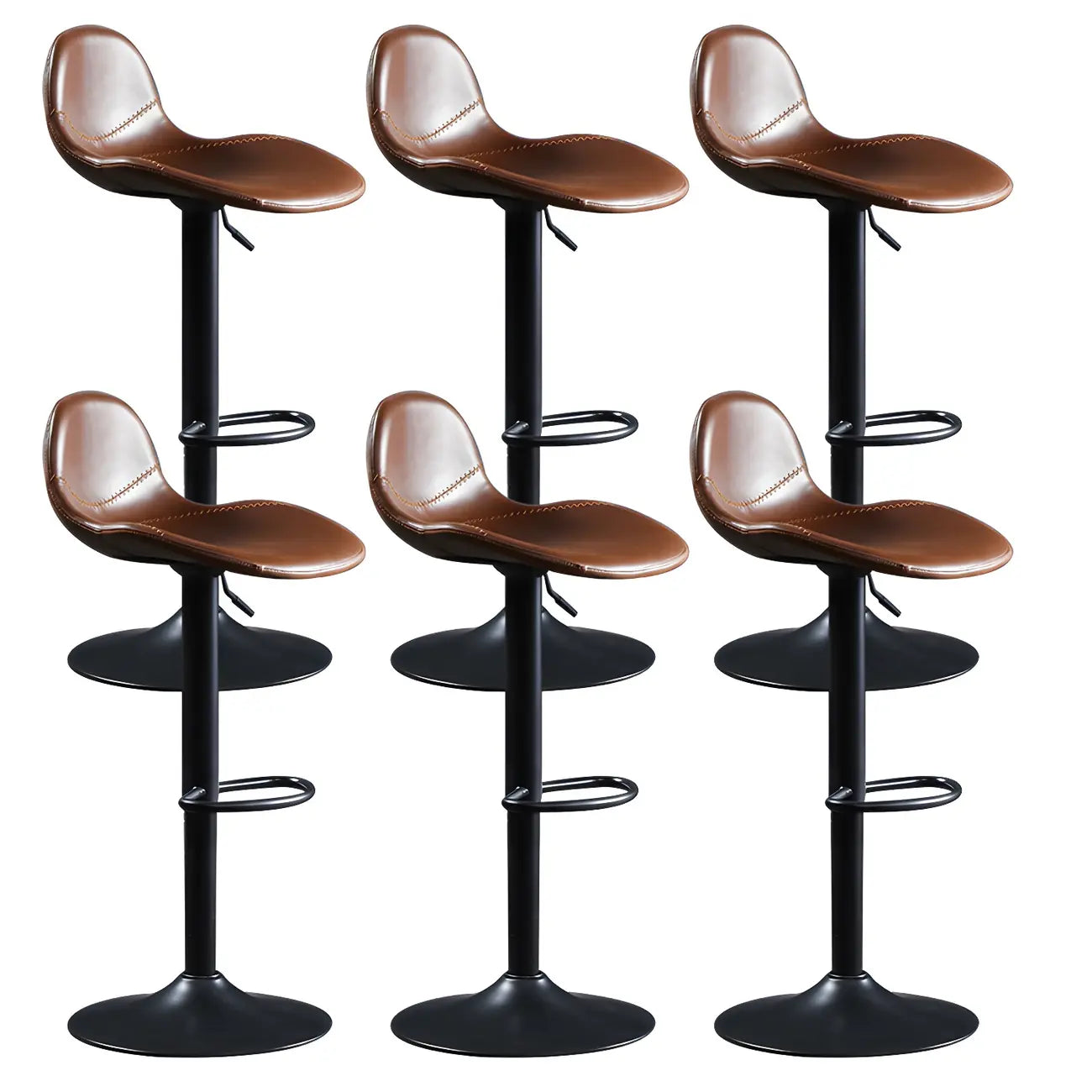 Modern Leather Adjustable Bar Stools with Footrest for Home Bar