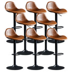 Modern Leather Adjustable Bar Stools with Footrest for Home Bar