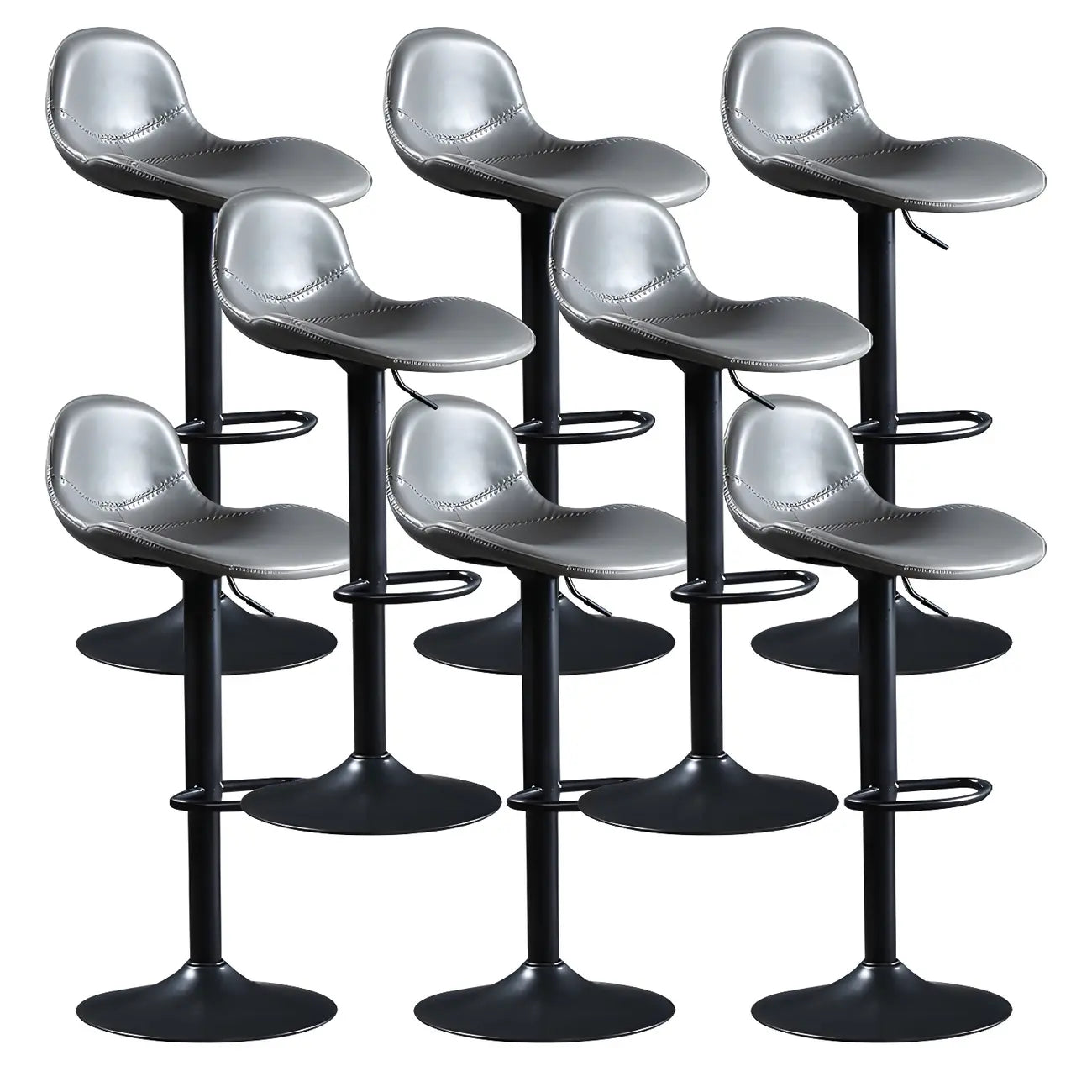 Modern Leather Adjustable Bar Stools with Footrest for Home Bar