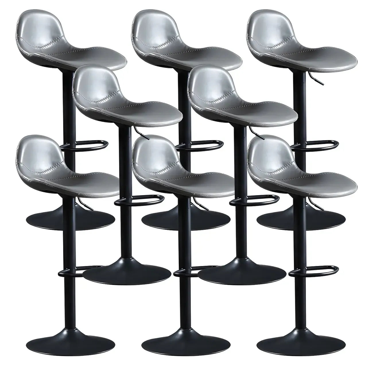 Modern Leather Adjustable Bar Stools with Footrest for Home Bar