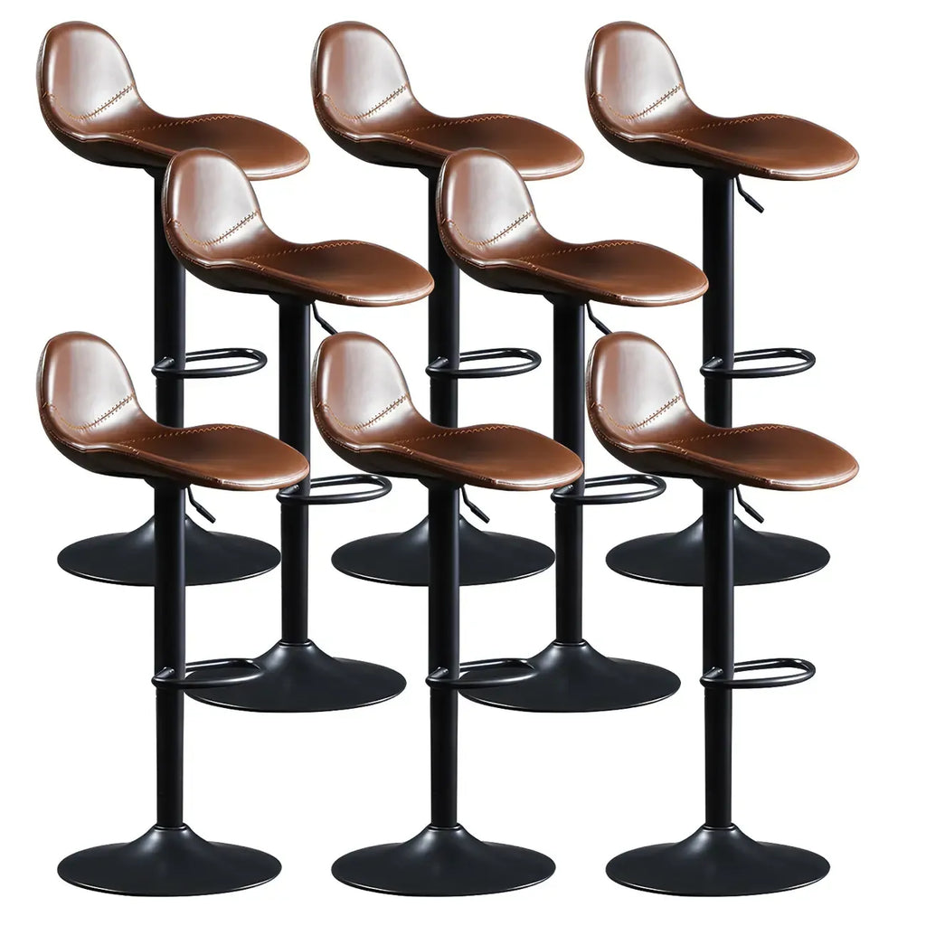 Modern Leather Adjustable Bar Stools with Footrest for Home Bar