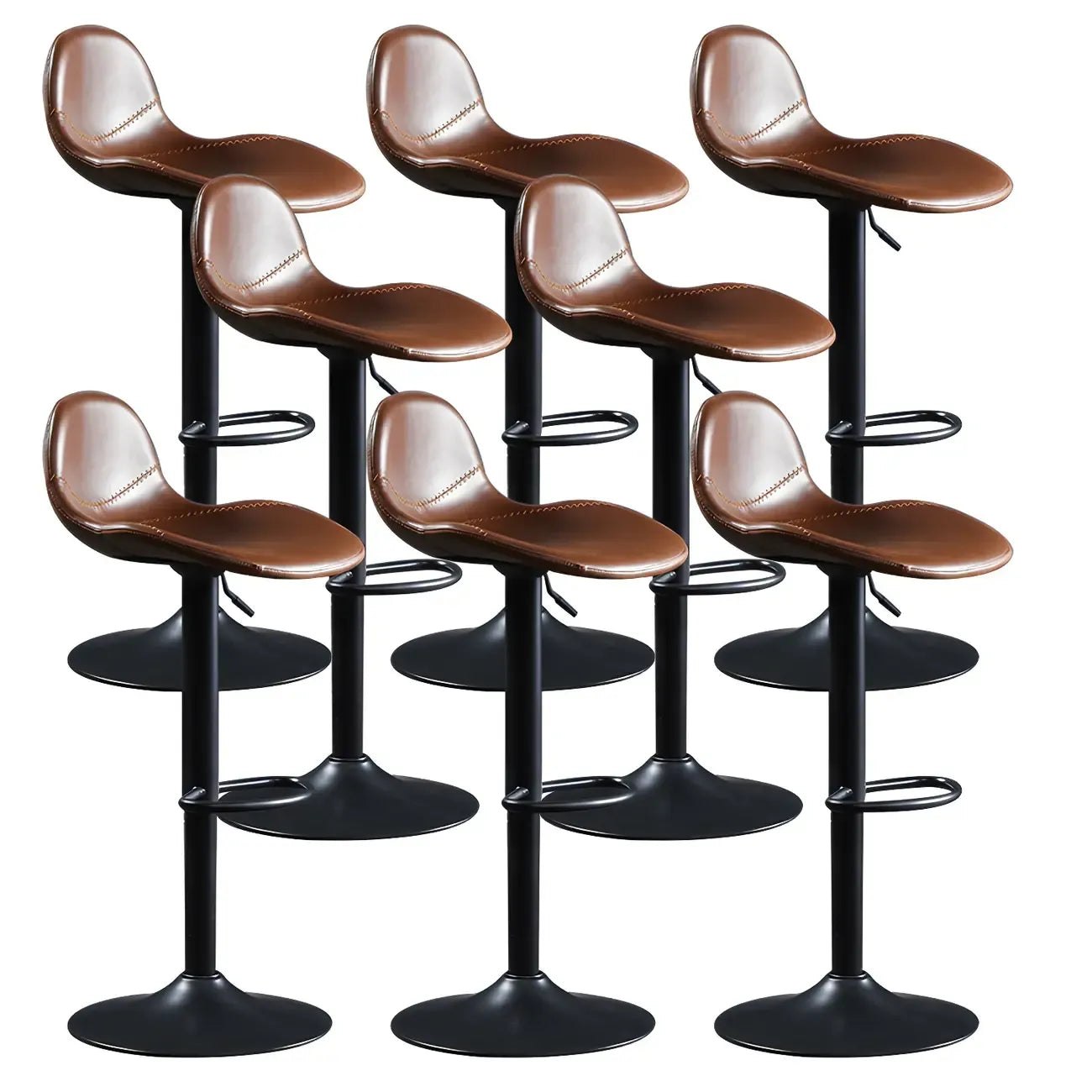 Modern Leather Adjustable Bar Stools with Footrest for Home Bar
