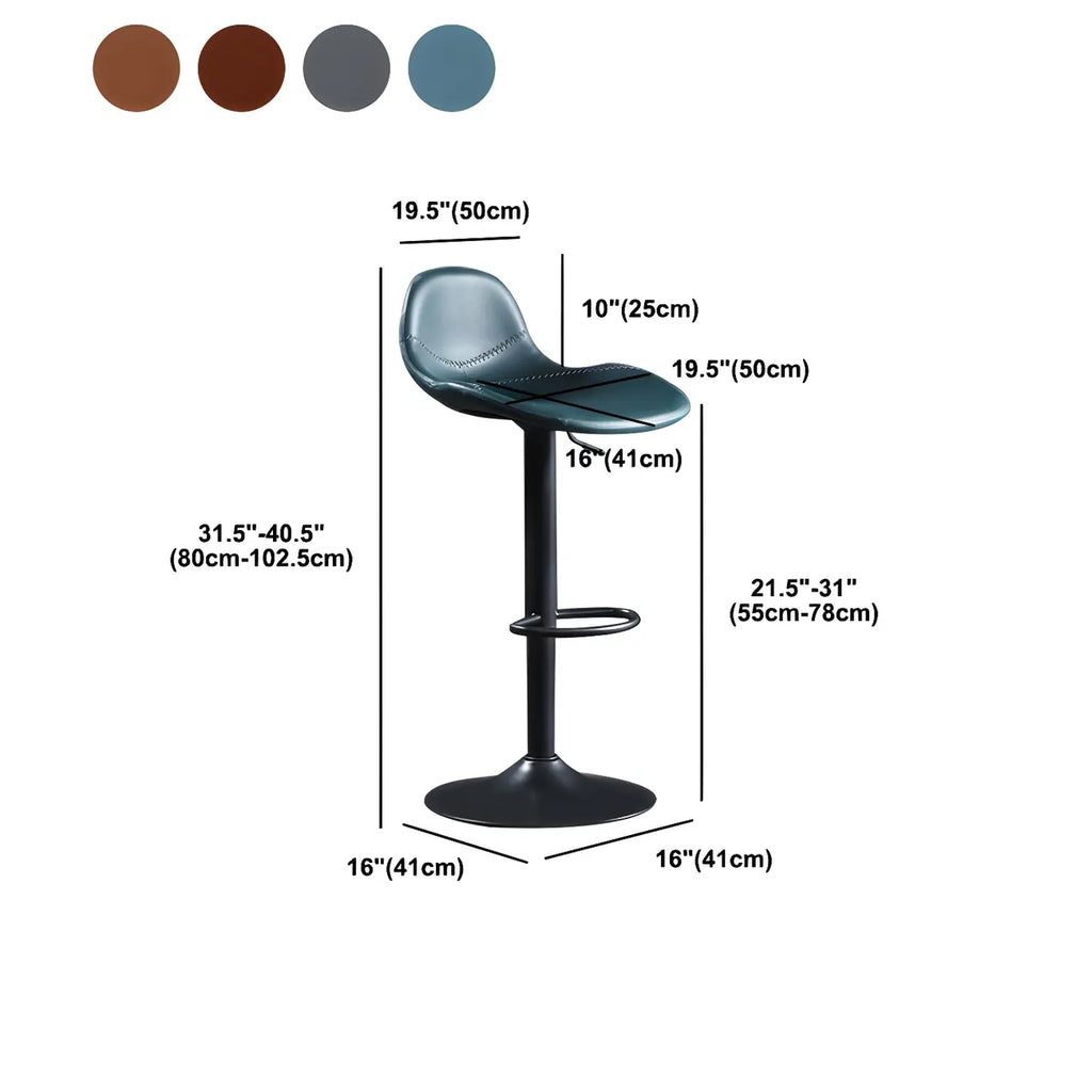 Modern Leather Adjustable Bar Stools with Footrest for Home Bar