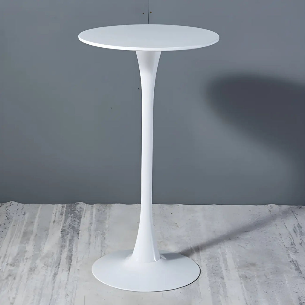 Simple White Round Metal Small Cocktail Bar Table