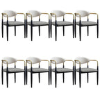 Curved Metal Legs Faux Leather Armrest Dining Chair