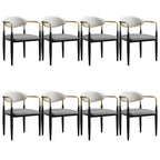 Curved Metal Legs Faux Leather Armrest Dining Chair