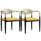 Curved Metal Legs Faux Leather Armrest Dining Chair