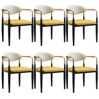 Curved Metal Legs Faux Leather Armrest Dining Chair