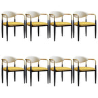 Curved Metal Legs Faux Leather Armrest Dining Chair
