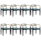 Curved Metal Legs Faux Leather Armrest Dining Chair