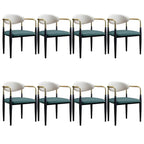 Curved Metal Legs Faux Leather Armrest Dining Chair