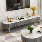 79 Glam Grey Marble Storage TV Stand with Legs