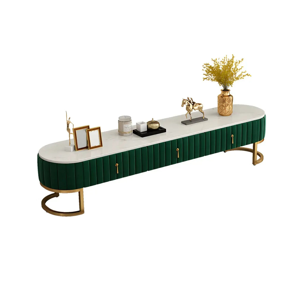 79 Glam Grey Marble Storage TV Stand with Legs