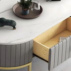 79 Glam Grey Marble Storage TV Stand with Legs