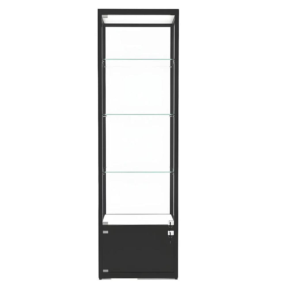 Modern Glass Black Curio Cabinet with Adjustable Shelves