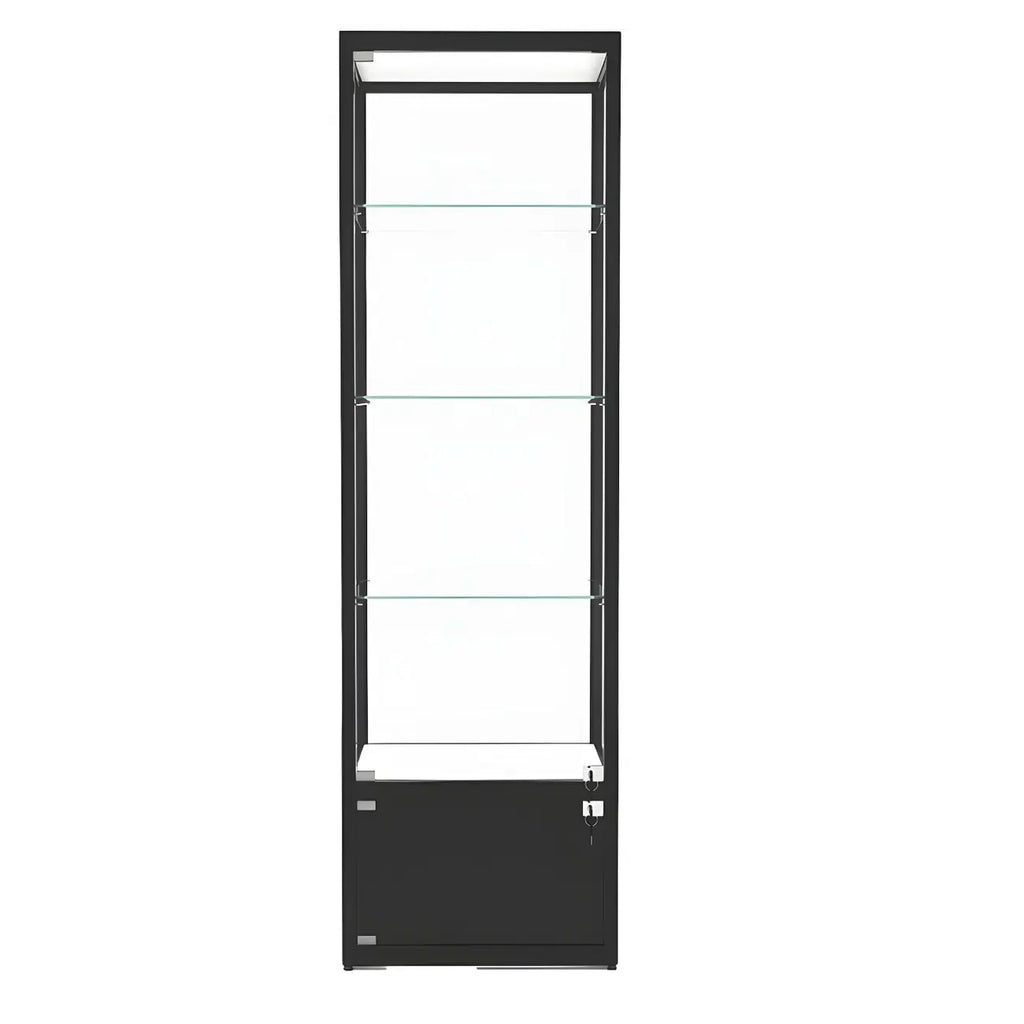 Modern Glass Black Curio Cabinet with Adjustable Shelves