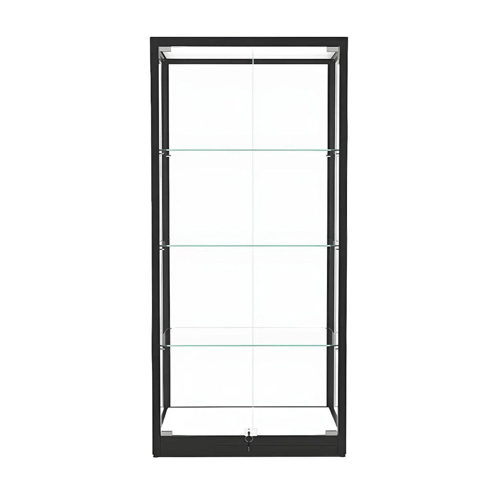 Modern Glass Black Curio Cabinet with Adjustable Shelves