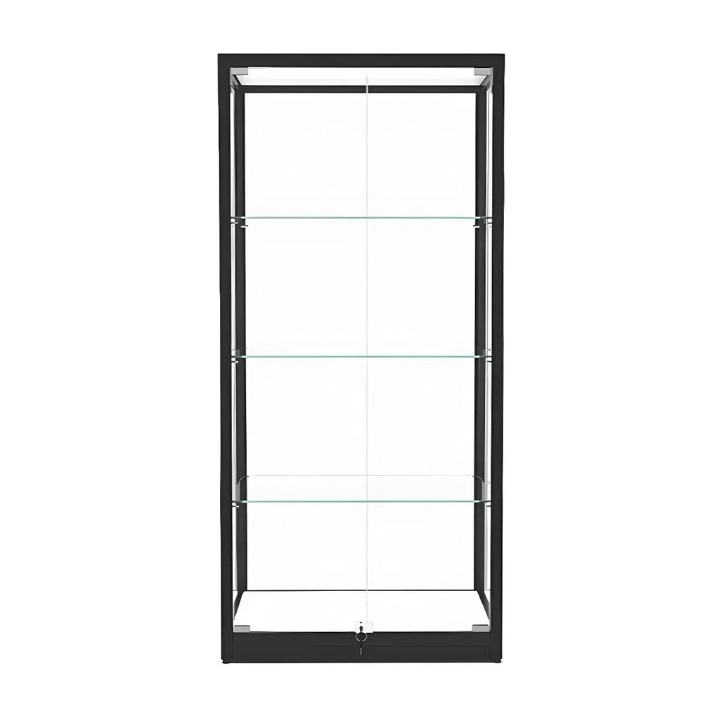 Modern Glass Black Curio Cabinet with Adjustable Shelves