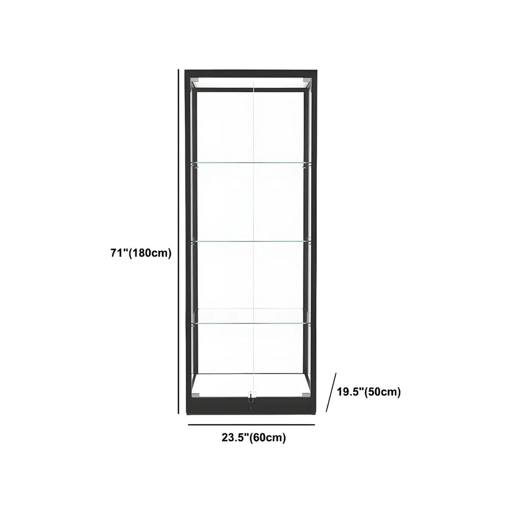Modern Glass Black Curio Cabinet with Adjustable Shelves