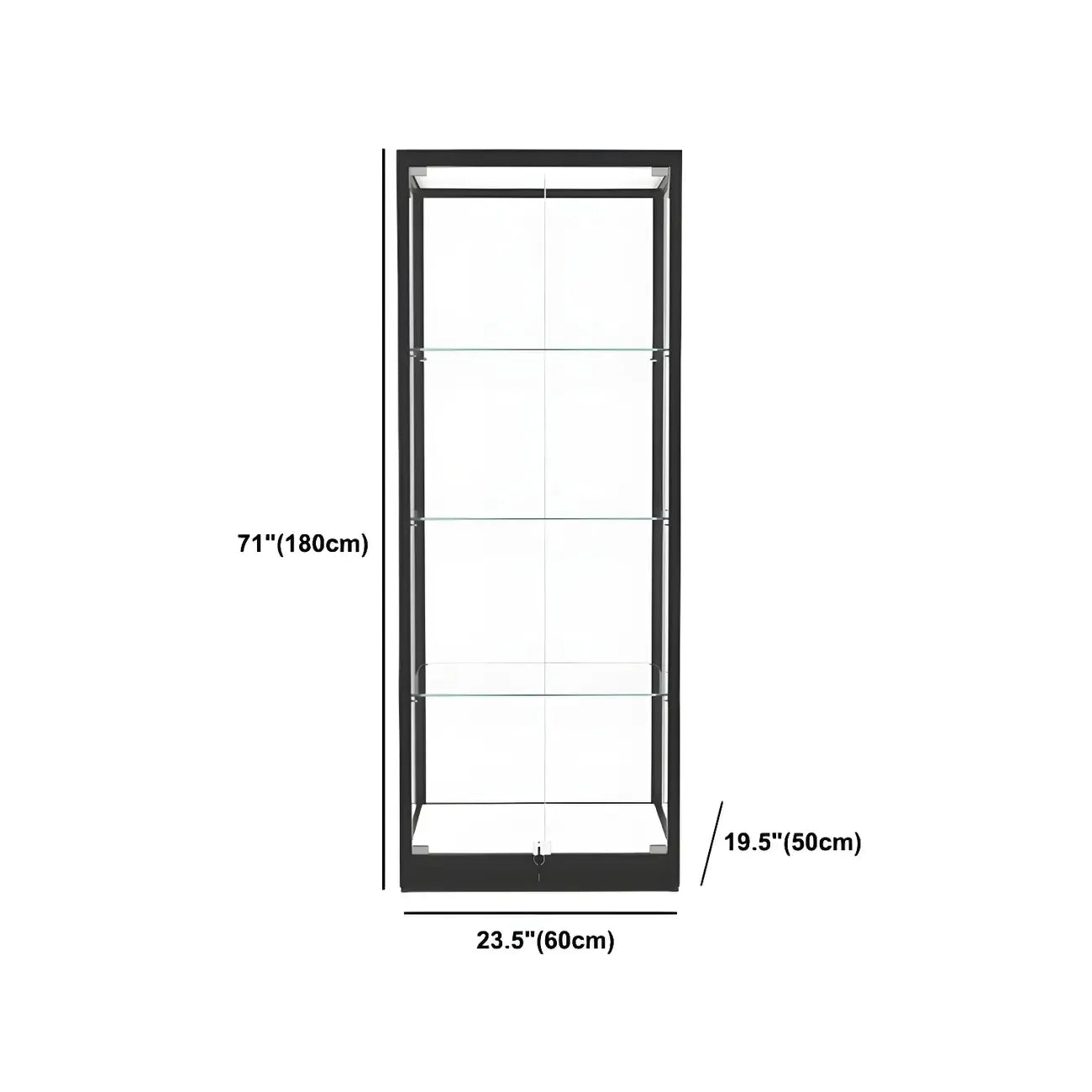 Modern Glass Black Curio Cabinet with Adjustable Shelves