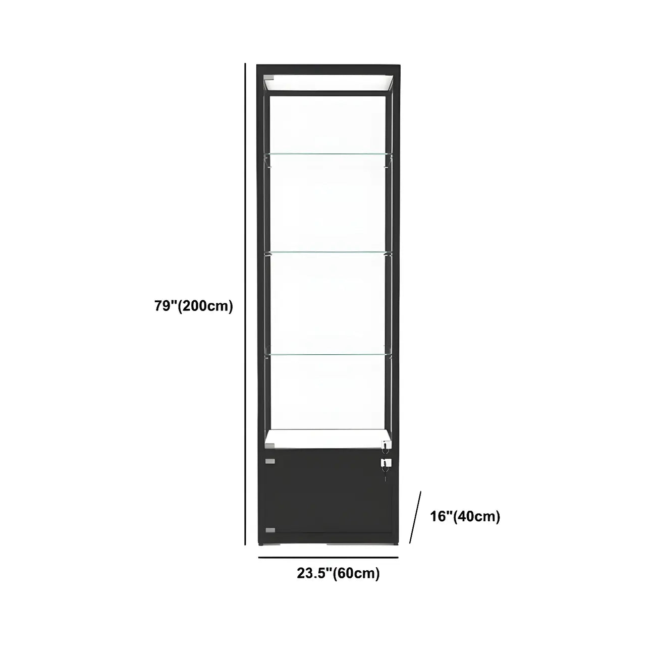 Modern Glass Black Curio Cabinet with Adjustable Shelves