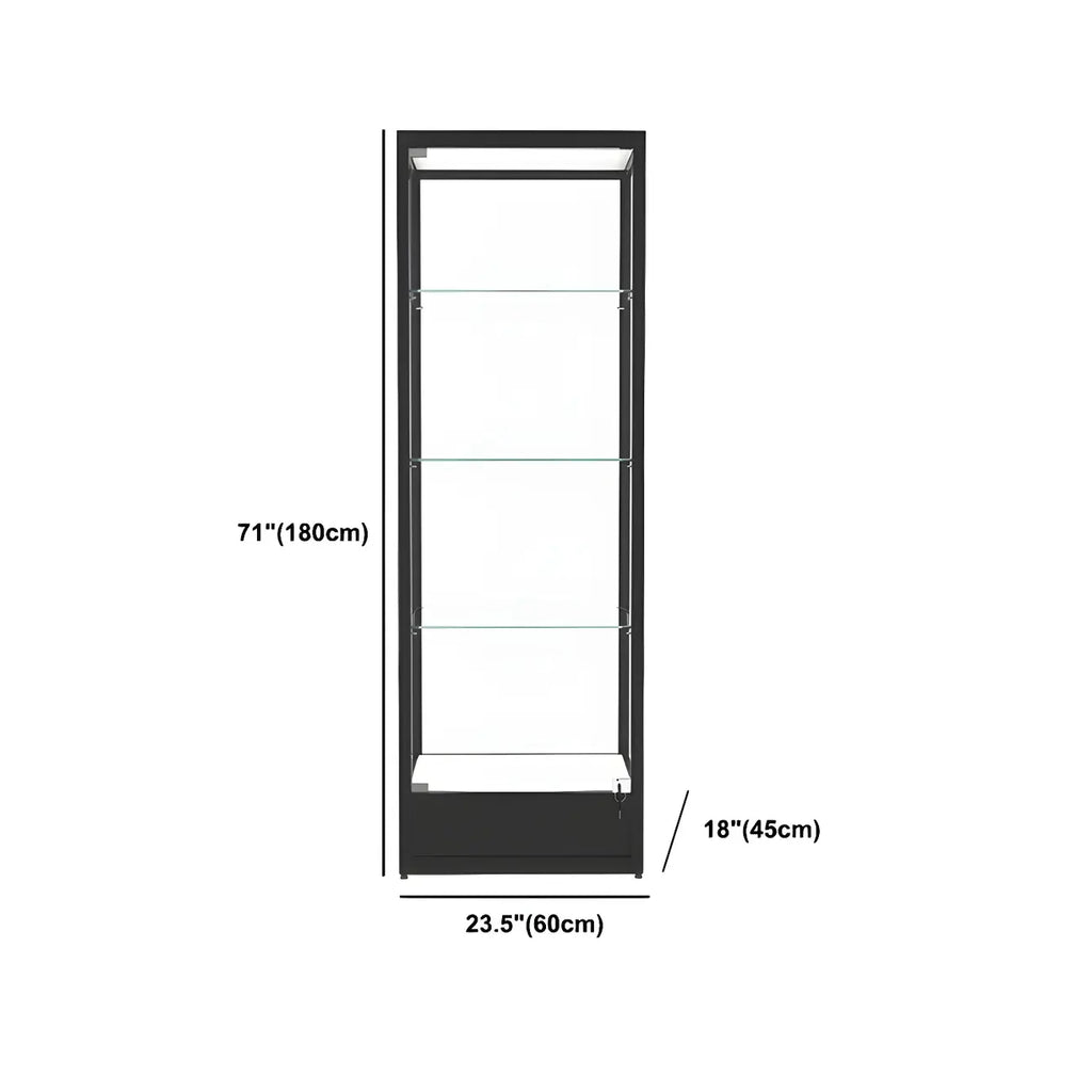 Modern Glass Black Curio Cabinet with Adjustable Shelves