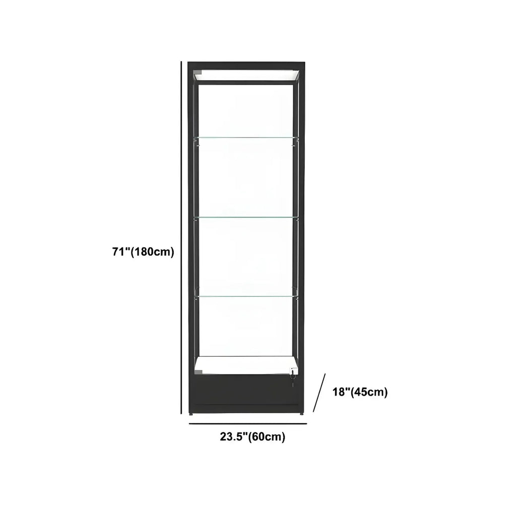 Modern Glass Black Curio Cabinet with Adjustable Shelves