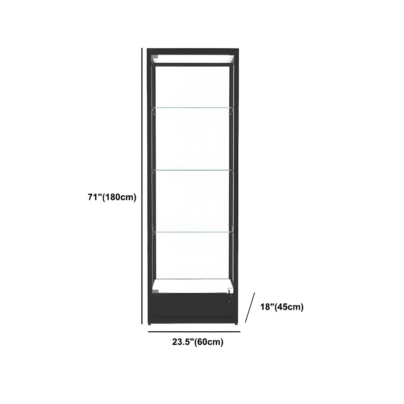 Modern Glass Black Curio Cabinet with Adjustable Shelves