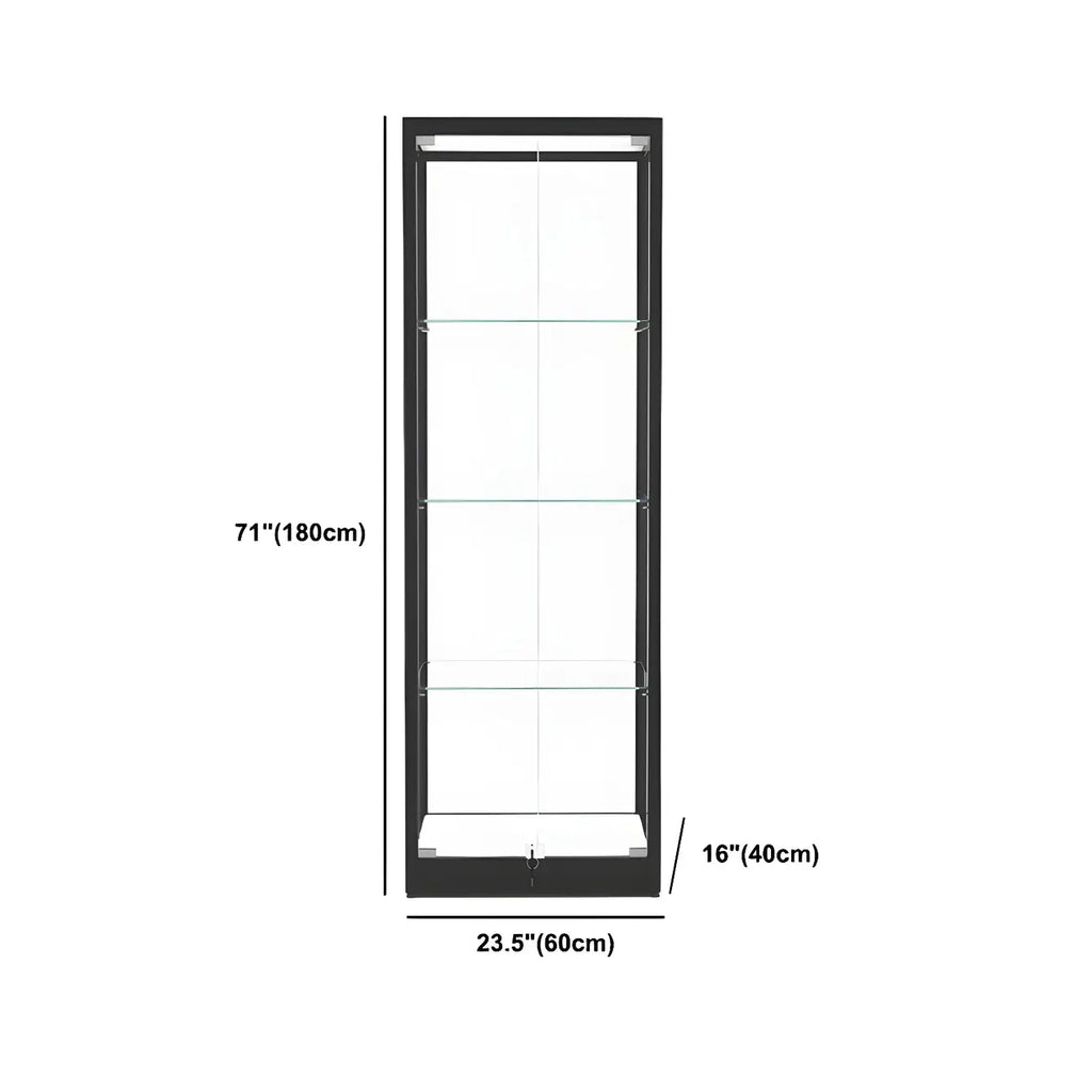 Modern Glass Black Curio Cabinet with Adjustable Shelves