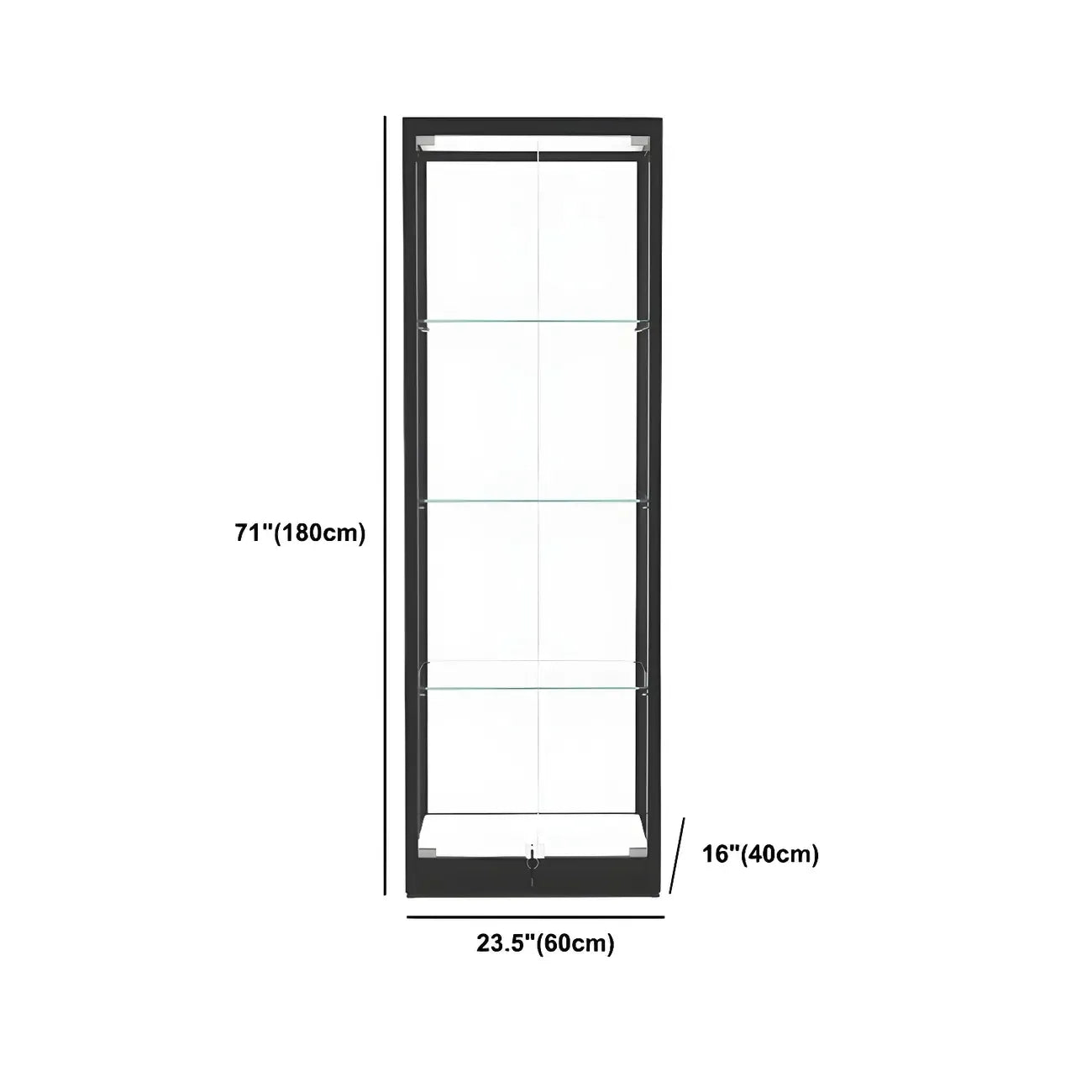 Modern Glass Black Curio Cabinet with Adjustable Shelves
