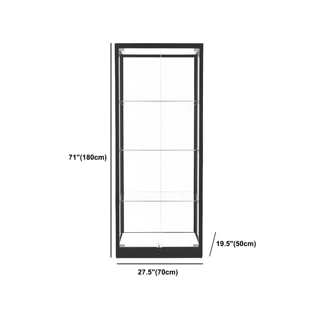 Modern Glass Black Curio Cabinet with Adjustable Shelves