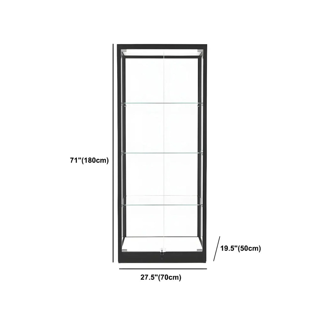 Modern Glass Black Curio Cabinet with Adjustable Shelves
