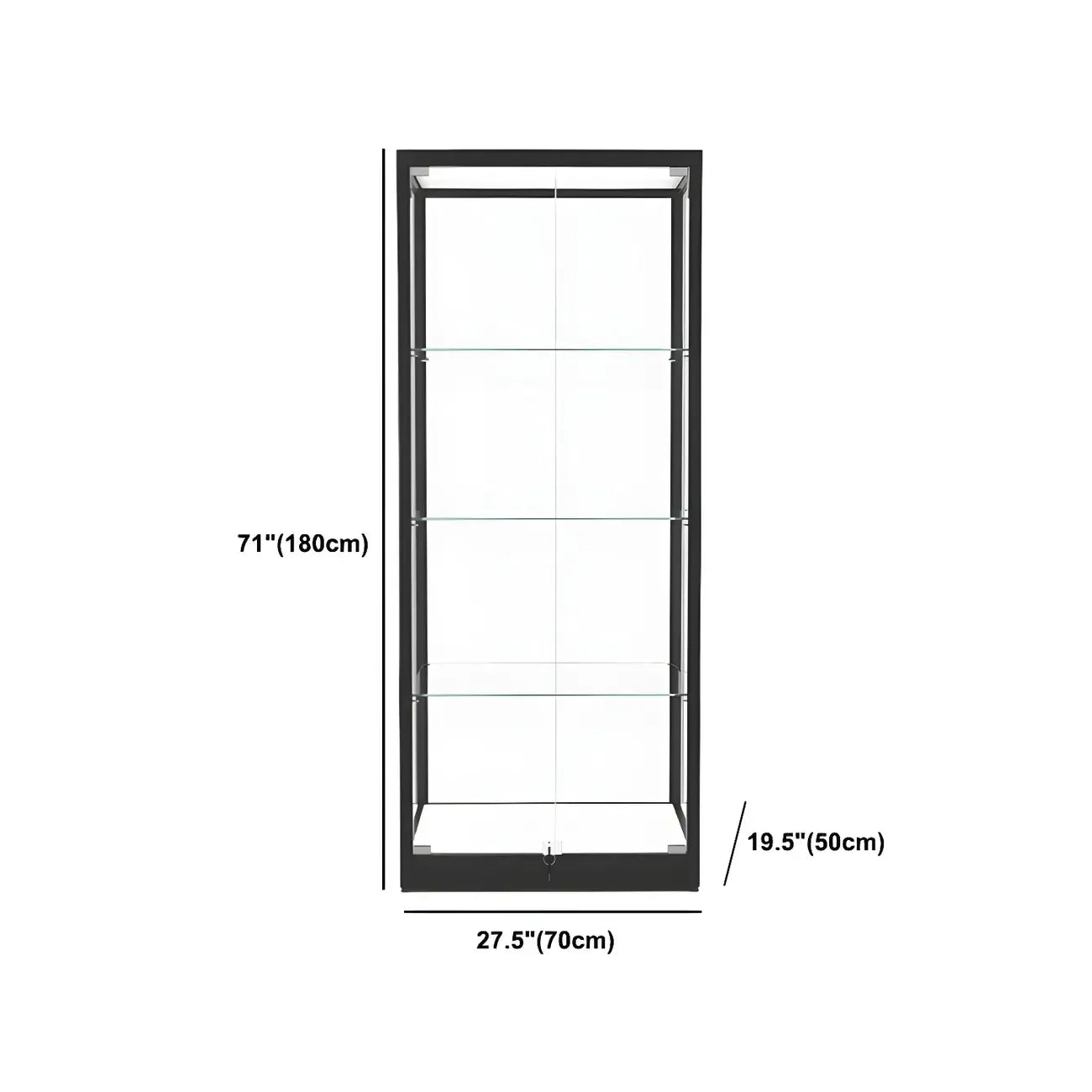 Modern Glass Black Curio Cabinet with Adjustable Shelves