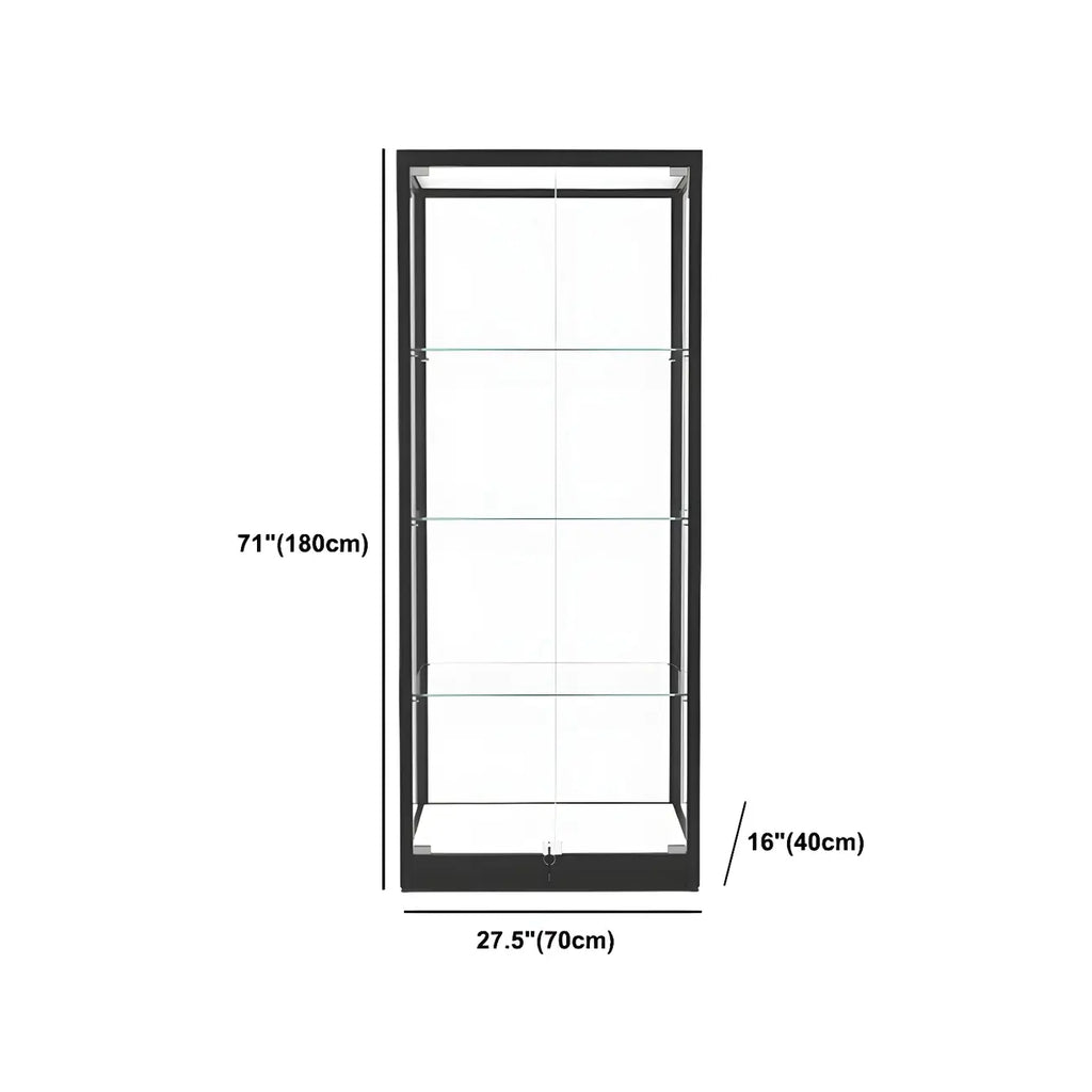 Modern Glass Black Curio Cabinet with Adjustable Shelves