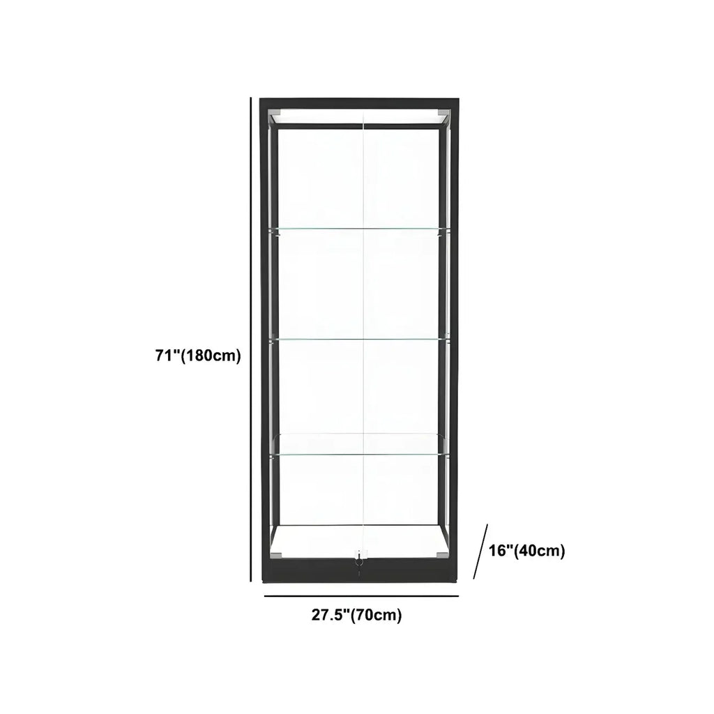 Modern Glass Black Curio Cabinet with Adjustable Shelves