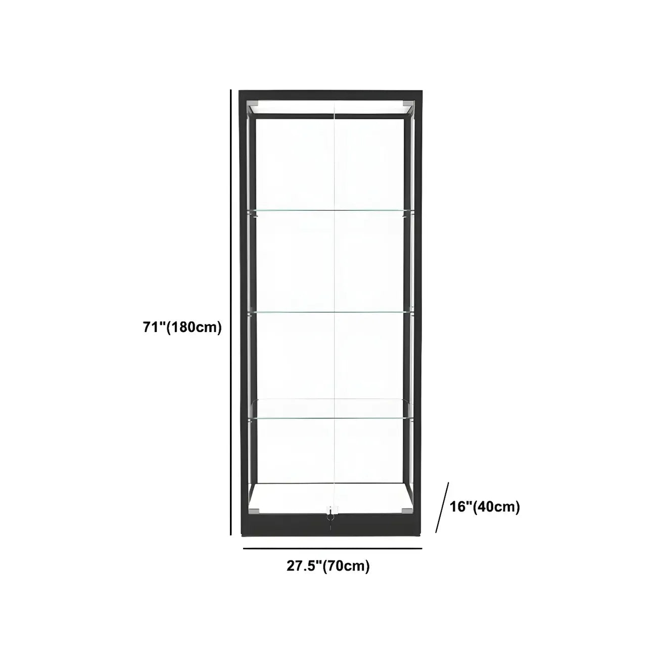 Modern Glass Black Curio Cabinet with Adjustable Shelves