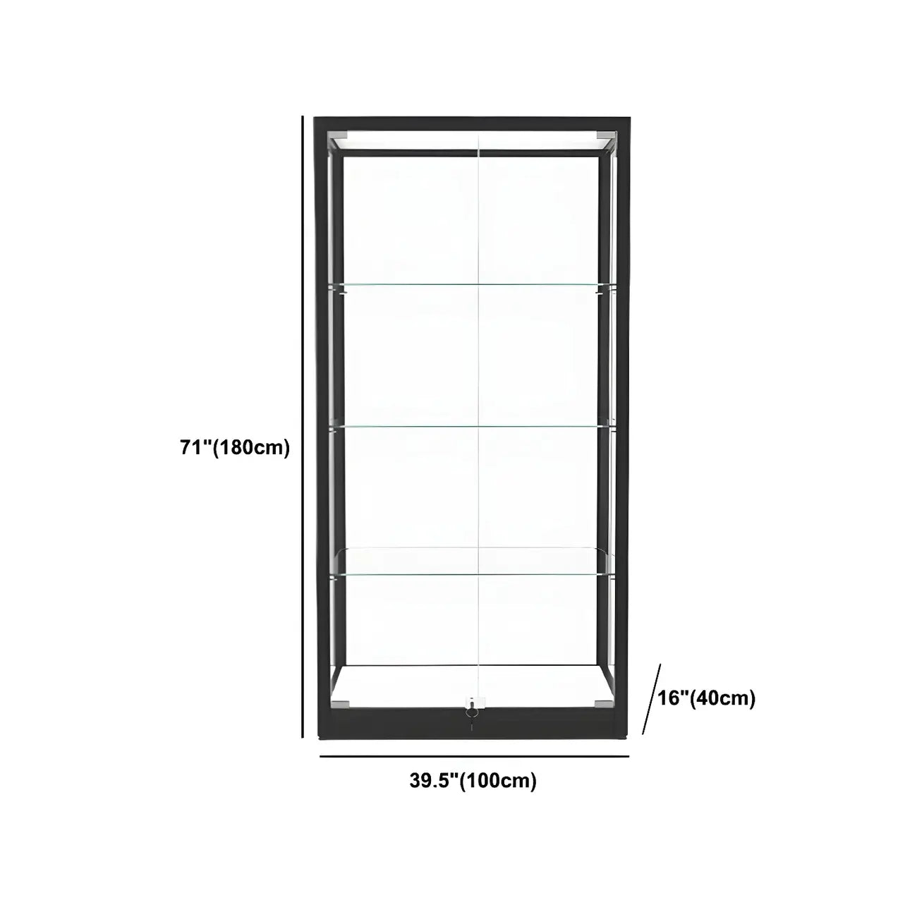 Modern Glass Black Curio Cabinet with Adjustable Shelves
