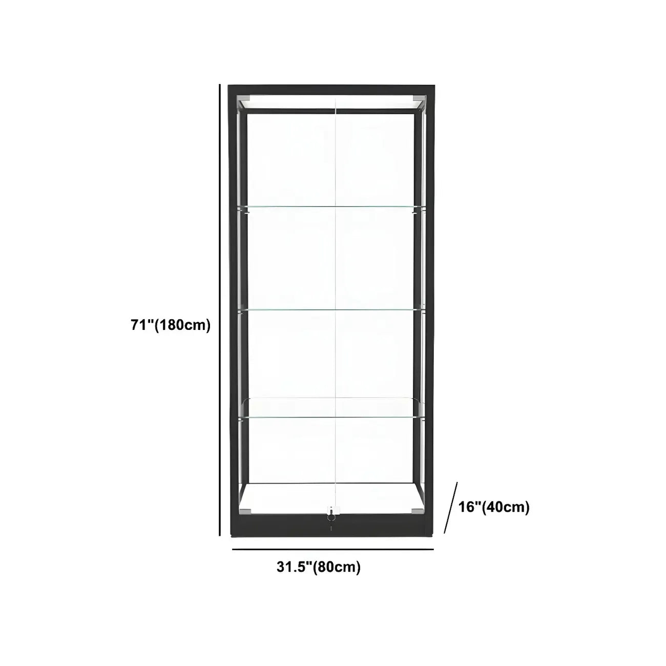 Modern Glass Black Curio Cabinet with Adjustable Shelves