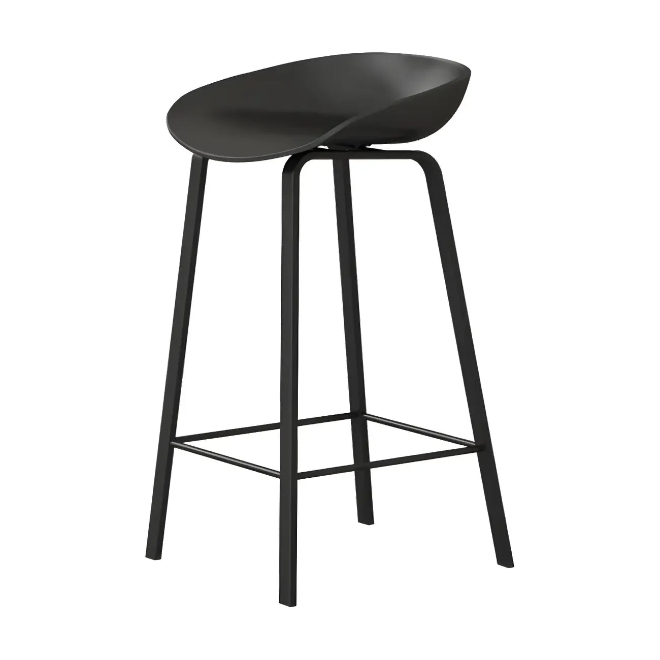 Contemporary Black Metal Sleek Design Ergonomic Bar Stool