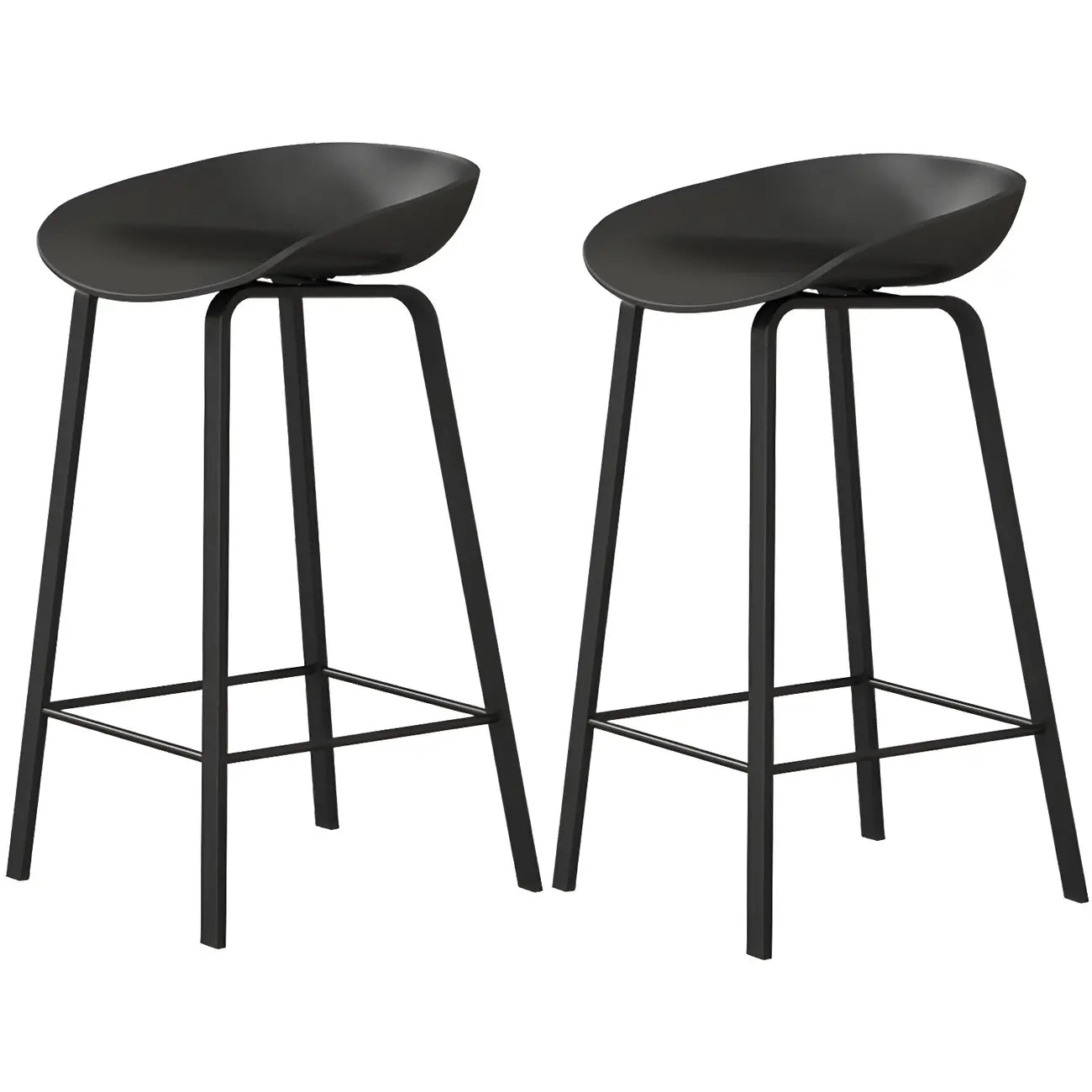 Contemporary Black Metal Sleek Design Ergonomic Bar Stool