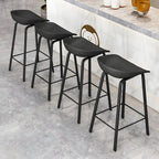 Contemporary Black Metal Sleek Design Ergonomic Bar Stool