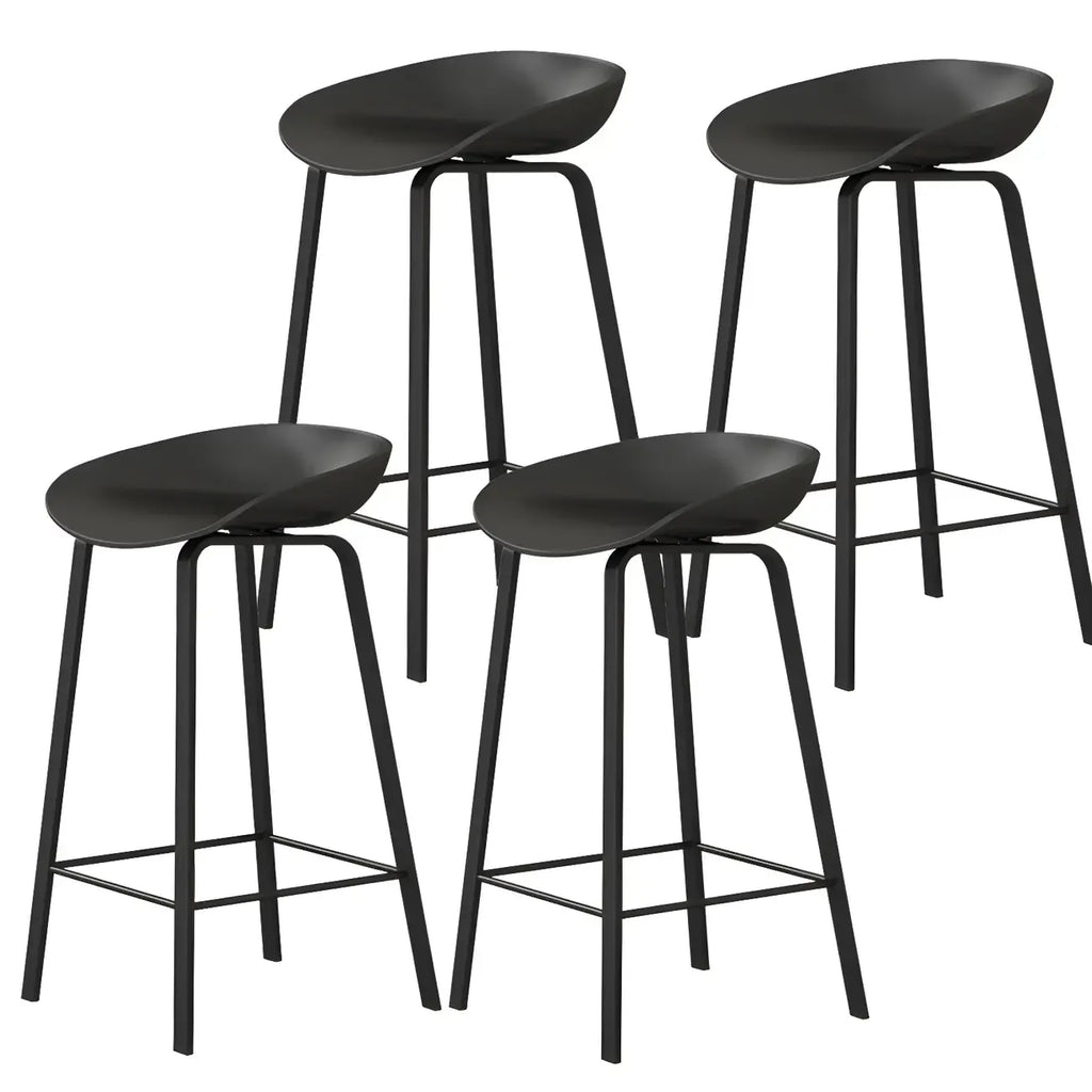 Contemporary Black Metal Sleek Design Ergonomic Bar Stool