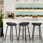 Contemporary Black Metal Sleek Design Ergonomic Bar Stool