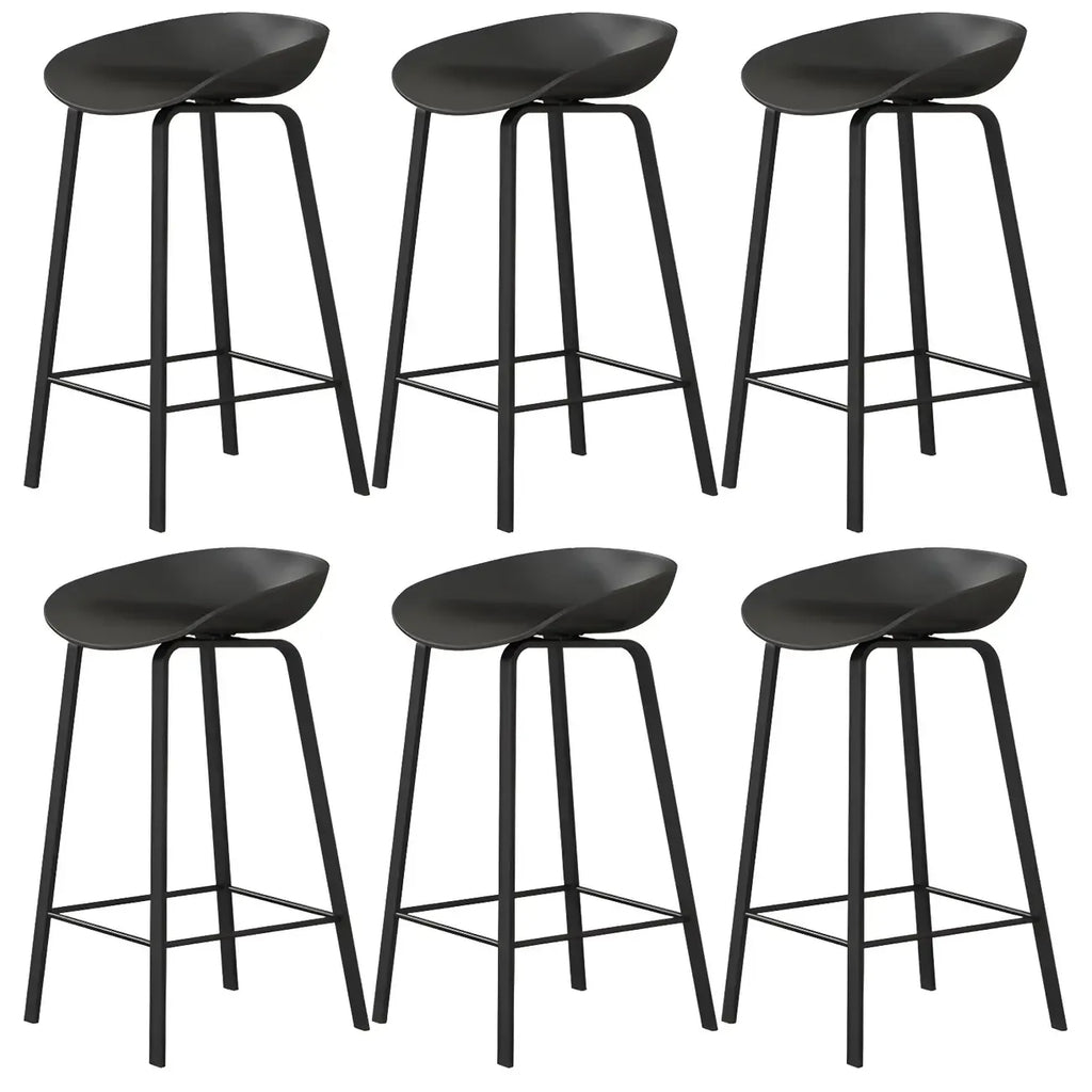Contemporary Black Metal Sleek Design Ergonomic Bar Stool