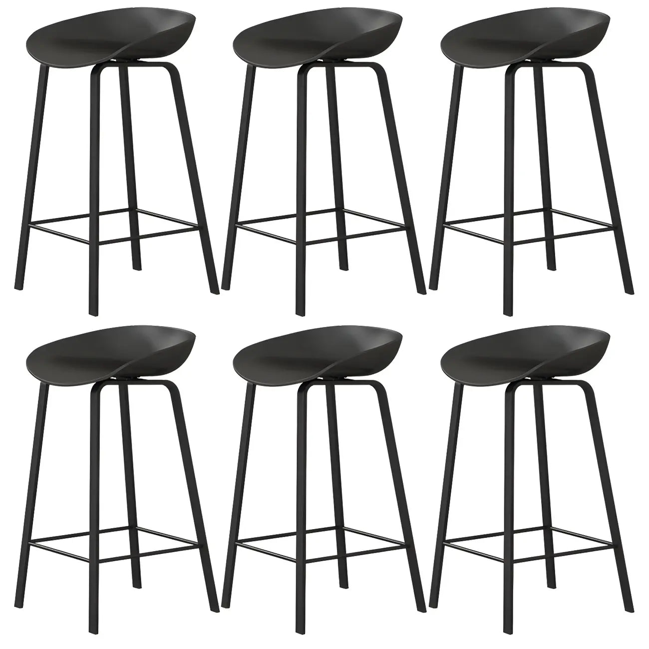 Contemporary Black Metal Sleek Design Ergonomic Bar Stool