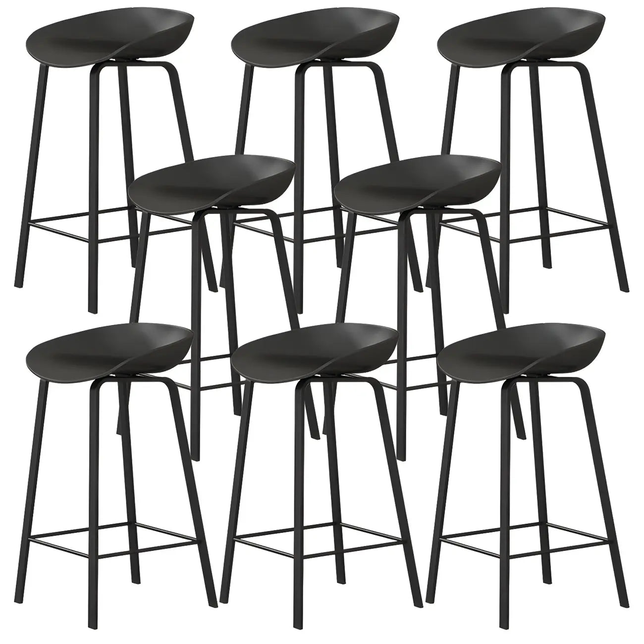Contemporary Black Metal Sleek Design Ergonomic Bar Stool