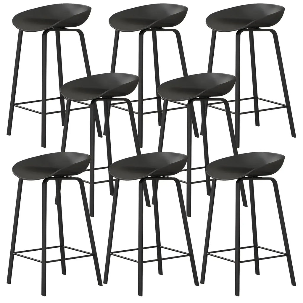 Contemporary Black Metal Sleek Design Ergonomic Bar Stool